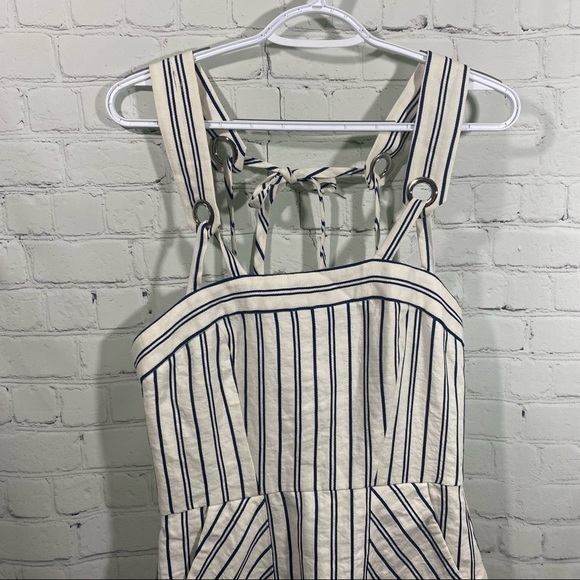 MILLY Apron Dress Cream With Navy Pinstripes 6 - Picture 8 of 14